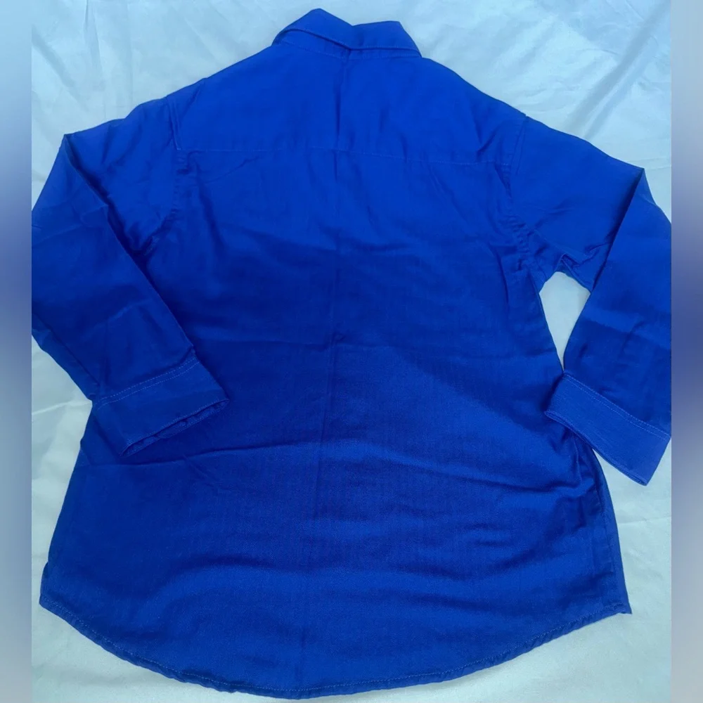 Boys Blue Long Sleeve Button-Up Shirt - Picture 2 of 5